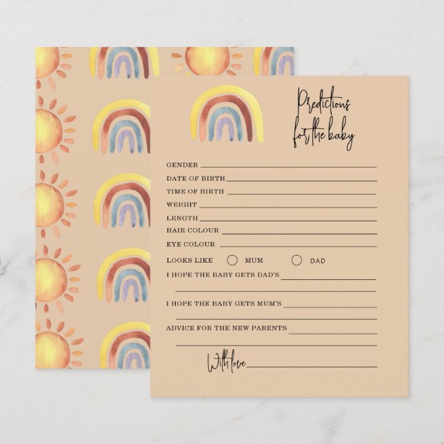 Papier Jeu de prédictions et de conseils Boho Rainbow (Devant / Derrière)