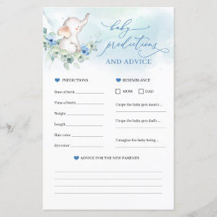 Papier Jeu de prédictions et de conseils pour bébé élépha