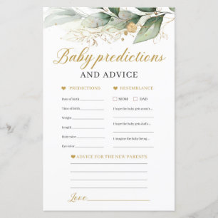 Papier jeu de prédictions et de conseils pour bébé Eucaly
