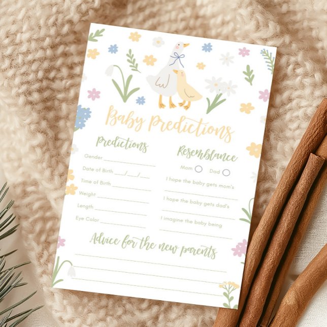 Papier Jeu de prédictions pour Baby Shower avec un thème  (Silly Goose Baby Shower Game)