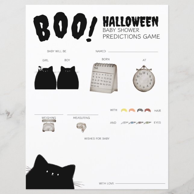 Papier Jeu de prédictions pour Baby Shower Halloween Litt (Devant)