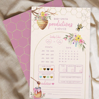 Papier Jeu de prédictions pour Baby Shower Pink Little Ho