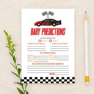 Papier Jeu de prédictions pour Baby Shower sur une voitur