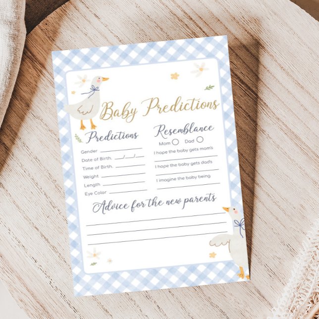Papier Jeu de prédictions pour bébé à la douche en vichy  (Silly Goose Baby Shower Game)
