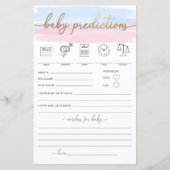 Papier Jeu de prédictions pour bébé à l'aquarelle rose bl (Devant)