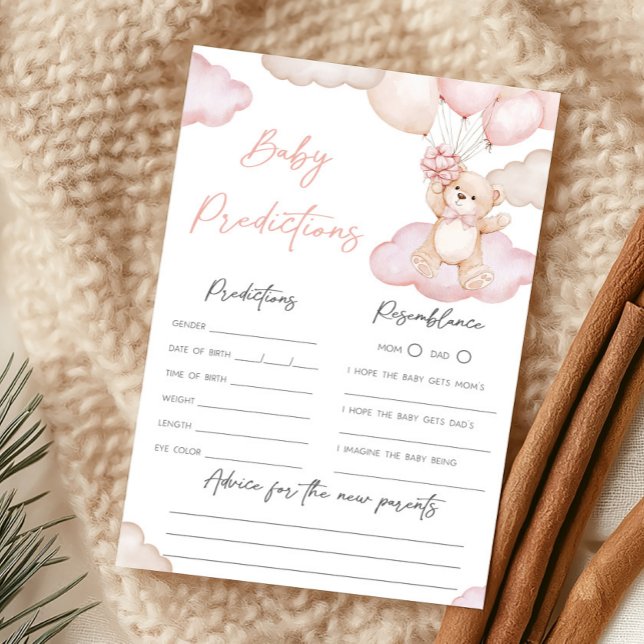 Papier Jeu de prédictions pour bébé avec ballon en forme  (Girl Bearly Wait Balloon Baby Shower Baby Predictions Game)