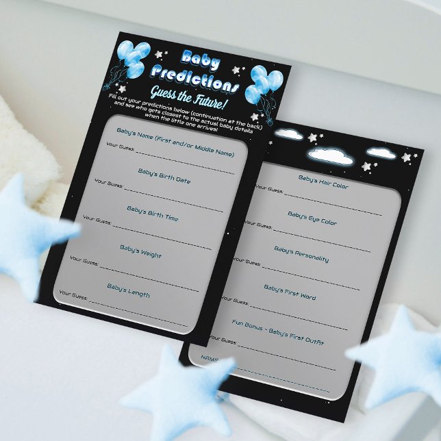 Papier Jeu de prédictions pour bébé avec ballons bleu nui (Créateur téléchargé)