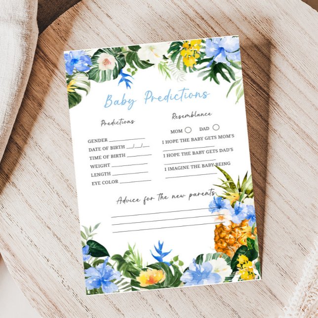 Papier Jeu de prédictions pour bébé Baby Shower Aloha Ana (Aloha Baby Baby Shower Game)