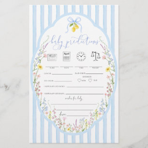 Papier Jeu de prédictions pour bébé Posey Wildflowers Blu