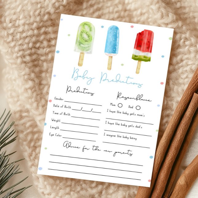 Papier Jeu de prédictions pour bébé Shower Baby Popsicle  (Ready to Pop Baby Shower Baby Predictions Game)