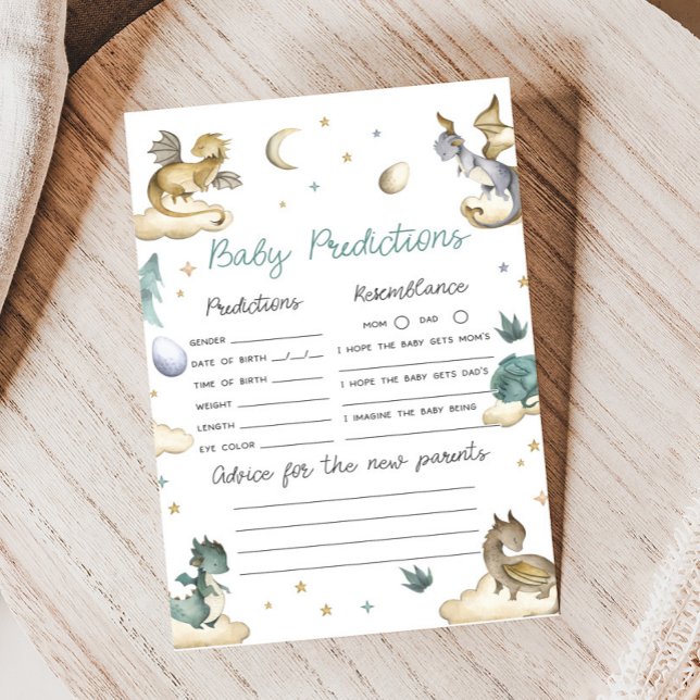 Papier Jeu de prédictions pour bébé Shower Bébé Dragon (Dragon Baby Shower Game)