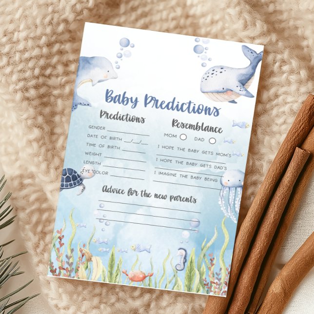 Papier Jeu de prédictions pour bébé sous la douche Bleu s (Under the Sea Baby Shower Game)