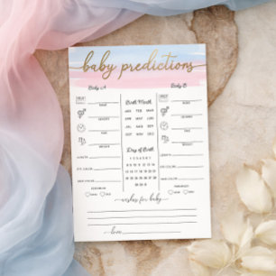 Papier Jeu de prédictions pour bébés jumeaux à l'aquarell
