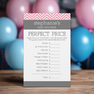 Papier Jeu de prix parfait - Baby shower Chevrons Rose