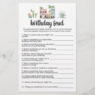 Papier Jeu de querelle d'anniversaire avec réponses