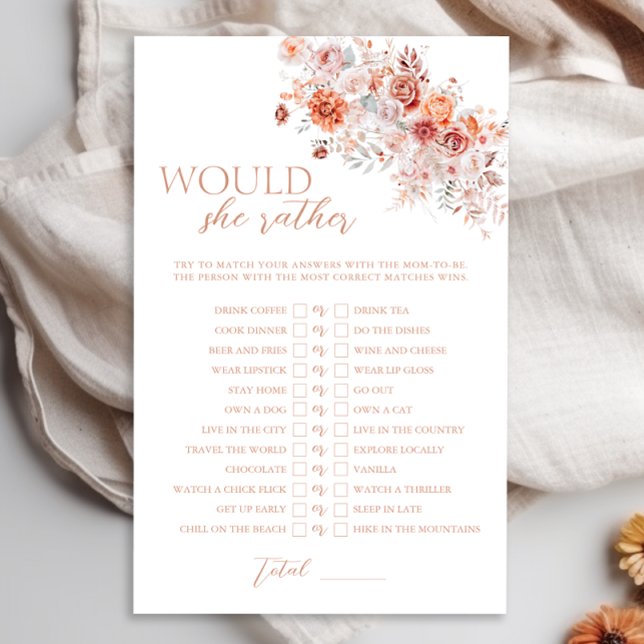 Papier Jeu de questions 'Elle préférerait' pour une baby  (Créateur téléchargé)