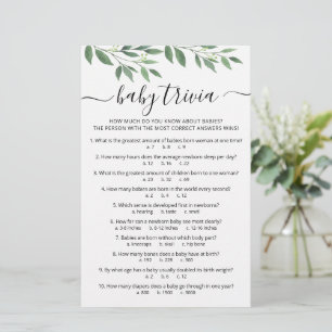 Papier Jeu de questions-réponses pour bébé avec réponses