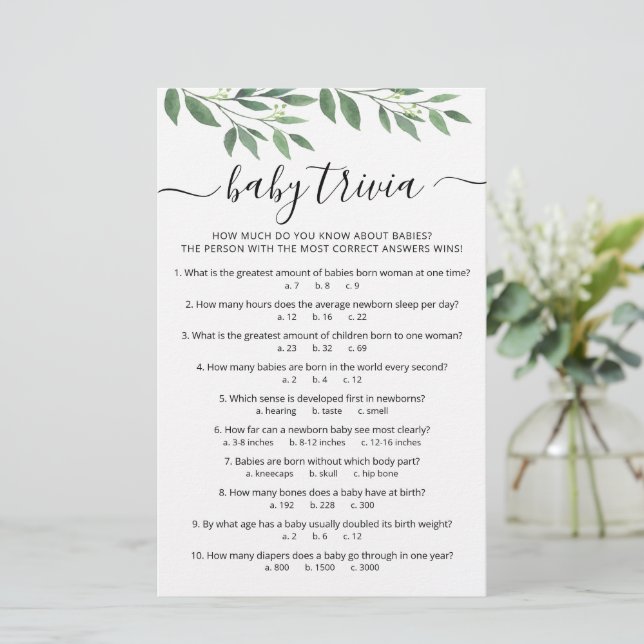Papier Jeu de questions-réponses pour bébé avec réponses  (Debout devant)