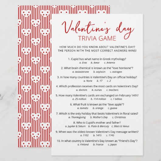 Papier Jeu de questions-réponses pour la Saint-Valentin a (Devant / Derrière)