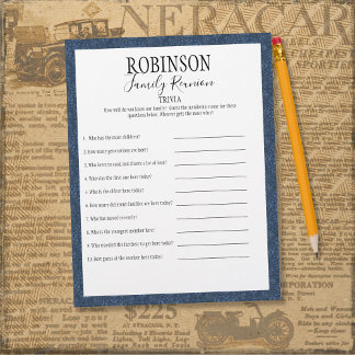 Papier Jeu de questions sur la réunion familiale