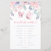 Papier Jeu de questions « Would She Rather » papillon flo (Devant)