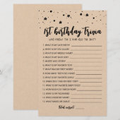 Papier Jeu de quiz anniversaire 1ère modifiable Jeu de fê (Devant / Derrière)