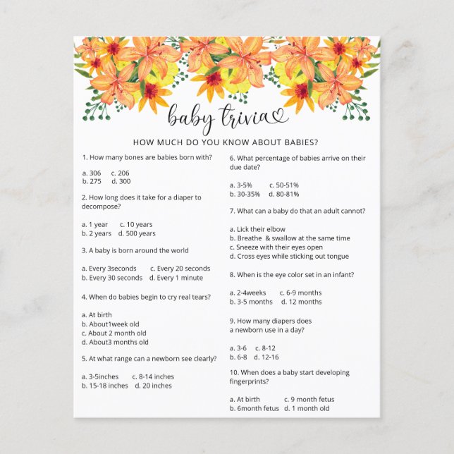 Papier Jeu de quiz bébé citrouille d'automne | Jeu de bab (Devant)