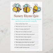 Papier Jeu de quiz de comptine de Bumble Bee pour baby sh (Devant)