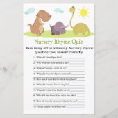 Papier Jeu de quiz de comptine de nurserie de dinosaure p (Devant)
