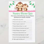Papier Jeu de quiz de comptine de nurserie de singe bébé (Devant)