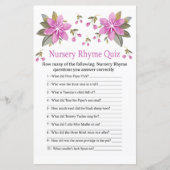 Papier Jeu de quiz de comptine pour bébé Fleurs violettes (Devant)
