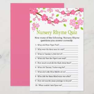 Papier Jeu de quiz de comptine pour bébé sur une branche