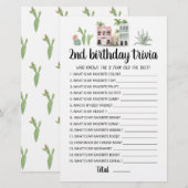 Papier Jeu de quiz modifiable pour le 2ème anniversaire (Devant / Derrière)