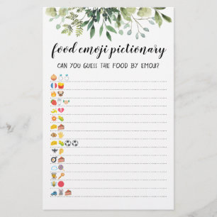 Papier Jeu de Quiz Pictionary d'emoji de nourriture avec