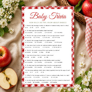 Papier Jeu de quiz pour une baby shower rustique à carrea