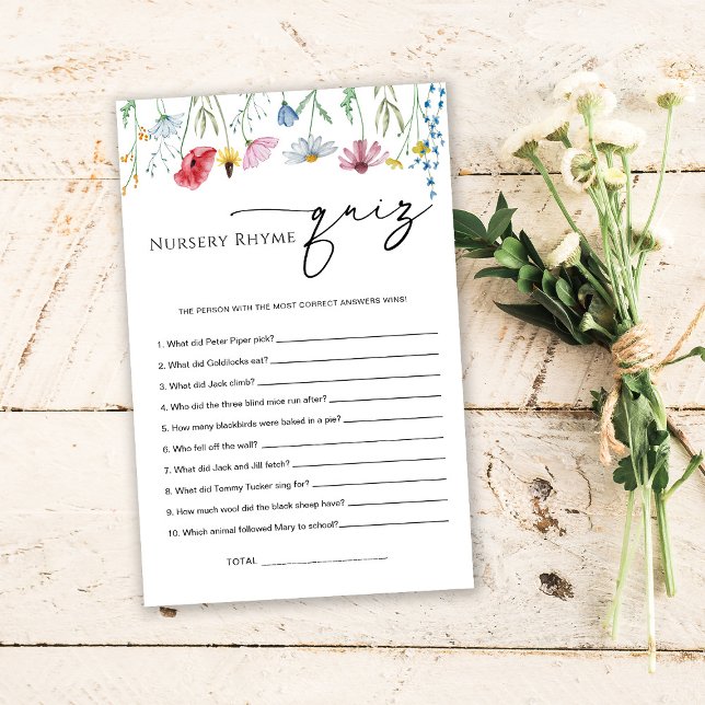 Papier Jeu de quiz sur la rime de la crèche fleur sauvage (Créateur téléchargé)
