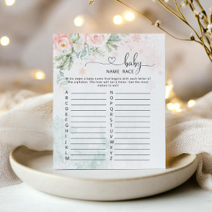 Papier Jeu de race de nom de bébé rose floral d'hiver