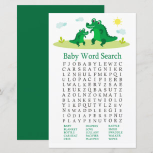 Papier Jeu de recherche Baby shower de mot d'alligator mû