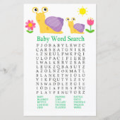 Papier Jeu de recherche Baby shower de mot d'escargot (Devant)
