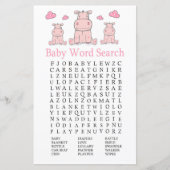 Papier Jeu de recherche Baby shower de mot Hippo rose (Devant)