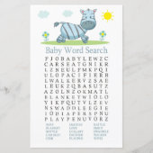 Papier Jeu de recherche Baby shower de mots Zebra (Devant)