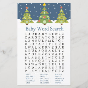 Papier Jeu de recherche Baby shower mot Noël joli