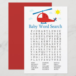 Papier Jeu de recherche Baby shower Word de l'hélicoptère