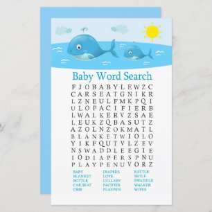 Papier Jeu de recherche de Baby showers de baleines
