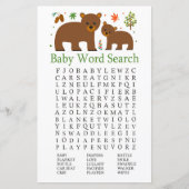 Papier Jeu de recherche de mot Baby shower d'ours (Devant)