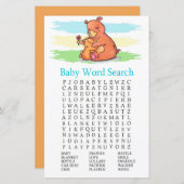 Papier Jeu de recherche de mot Baby shower d'ours (Devant / Derrière)