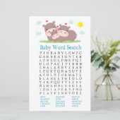 Papier Jeu de recherche de mot Baby shower Hippo (Debout devant)