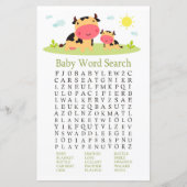 Papier Jeu de recherche de mot de Baby shower de vache (Devant)