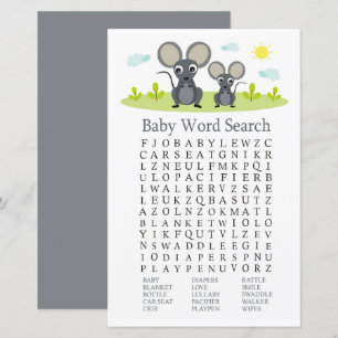 Papier Jeu de recherche de mot de Baby shower souris
