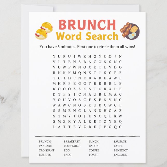 Papier Jeu de recherche de mots Brunch (Devant)